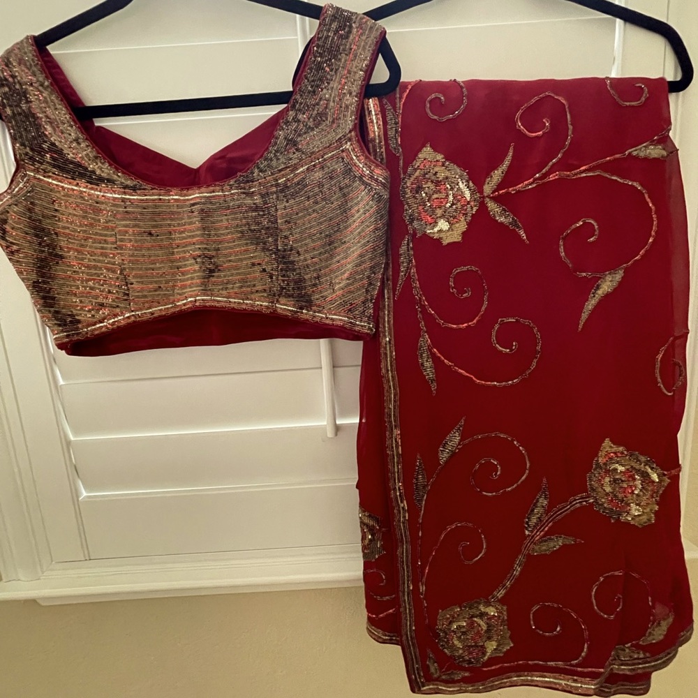 Saree with embroidered blouse